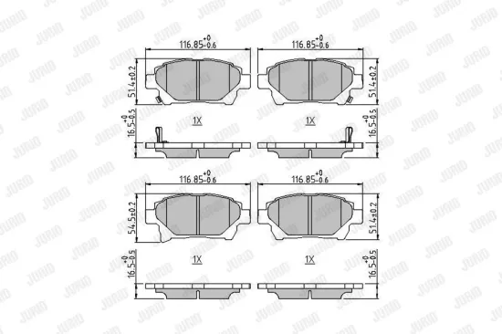 Bremsbelagsatz, Scheibenbremse Vorderachse JURID 572618J Bild Bremsbelagsatz, Scheibenbremse Vorderachse JURID 572618J