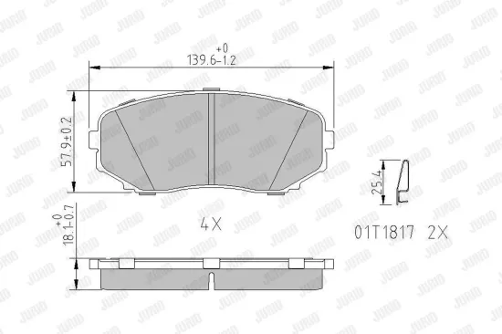 Bremsbelagsatz, Scheibenbremse Vorderachse JURID 572640J Bild Bremsbelagsatz, Scheibenbremse Vorderachse JURID 572640J