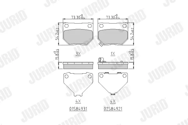 Bremsbelagsatz, Scheibenbremse Hinterachse JURID 572645J