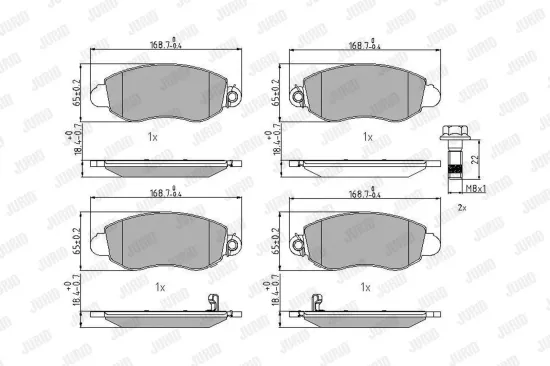 Bremsbelagsatz, Scheibenbremse Vorderachse JURID 573015J Bild Bremsbelagsatz, Scheibenbremse Vorderachse JURID 573015J
