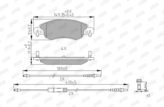 Bremsbelagsatz, Scheibenbremse Vorderachse JURID 573026J Bild Bremsbelagsatz, Scheibenbremse Vorderachse JURID 573026J