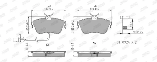 Bremsbelagsatz, Scheibenbremse Vorderachse JURID 573050J Bild Bremsbelagsatz, Scheibenbremse Vorderachse JURID 573050J