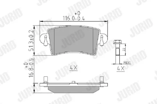 Bremsbelagsatz, Scheibenbremse Hinterachse JURID 573055J Bild Bremsbelagsatz, Scheibenbremse Hinterachse JURID 573055J
