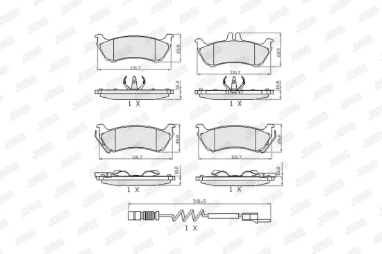 Bremsbelagsatz, Scheibenbremse Hinterachse JURID 573148J Bild Bremsbelagsatz, Scheibenbremse Hinterachse JURID 573148J