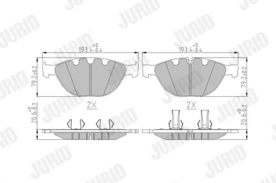 Bremsbelagsatz, Scheibenbremse Vorderachse JURID 573150J Bild Bremsbelagsatz, Scheibenbremse Vorderachse JURID 573150J