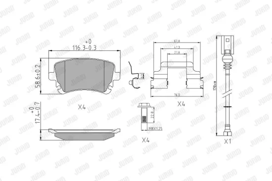Bremsbelagsatz, Scheibenbremse JURID 573220J Bild Bremsbelagsatz, Scheibenbremse JURID 573220J