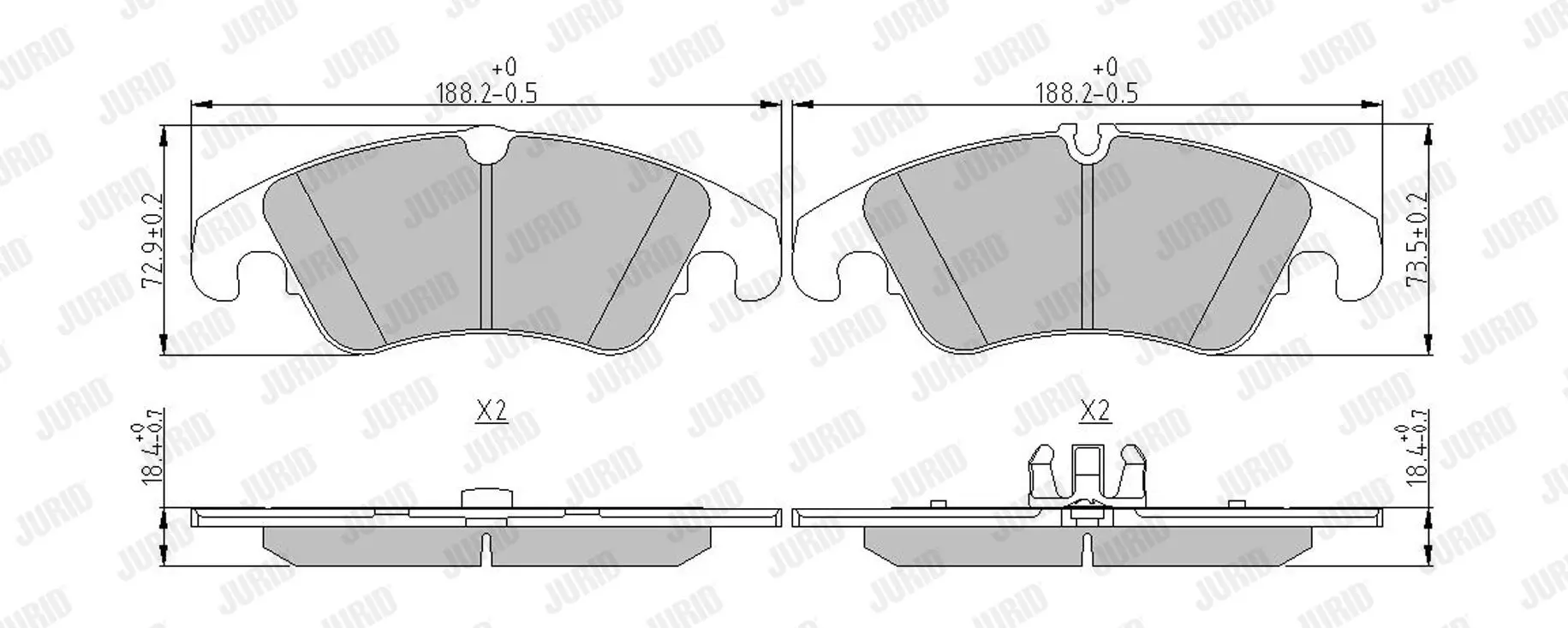 Bremsbelagsatz, Scheibenbremse Vorderachse JURID 573247J