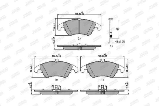Bremsbelagsatz, Scheibenbremse Vorderachse JURID 573291J Bild Bremsbelagsatz, Scheibenbremse Vorderachse JURID 573291J