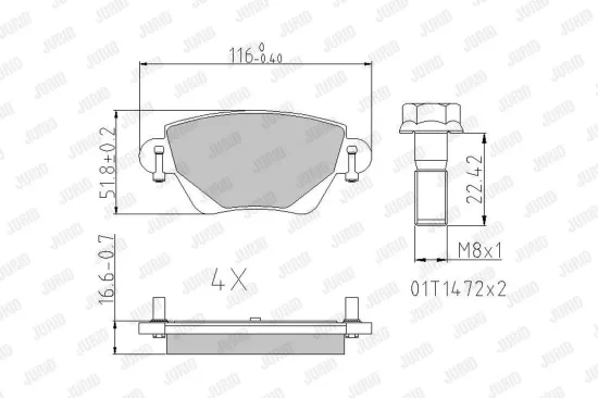 Bremsbelagsatz, Scheibenbremse Hinterachse JURID 573320J Bild Bremsbelagsatz, Scheibenbremse Hinterachse JURID 573320J