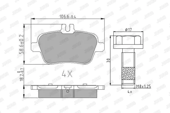 Bremsbelagsatz, Scheibenbremse Hinterachse JURID 573370J Bild Bremsbelagsatz, Scheibenbremse Hinterachse JURID 573370J