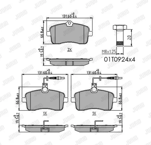 Bremsbelagsatz, Scheibenbremse Vorderachse JURID 573382J Bild Bremsbelagsatz, Scheibenbremse Vorderachse JURID 573382J