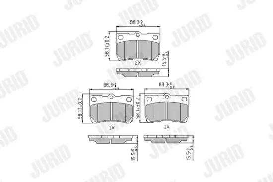 Bremsbelagsatz, Scheibenbremse Hinterachse JURID 573393J Bild Bremsbelagsatz, Scheibenbremse Hinterachse JURID 573393J