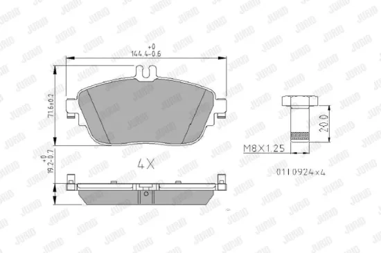 Bremsbelagsatz, Scheibenbremse Vorderachse JURID 573403J Bild Bremsbelagsatz, Scheibenbremse Vorderachse JURID 573403J