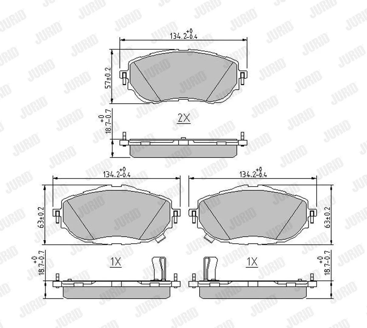 Bremsbelagsatz, Scheibenbremse Vorderachse JURID 573440J