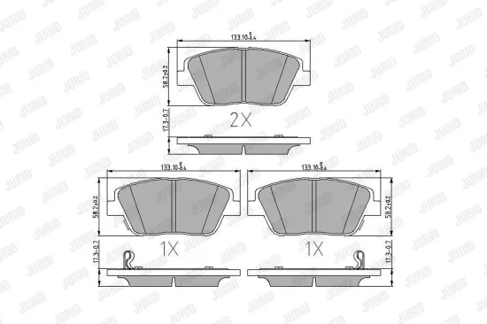 Bremsbelagsatz, Scheibenbremse Vorderachse JURID 573462J Bild Bremsbelagsatz, Scheibenbremse Vorderachse JURID 573462J
