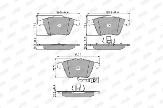 Bremsbelagsatz, Scheibenbremse Vorderachse JURID 573463J Bild Bremsbelagsatz, Scheibenbremse Vorderachse JURID 573463J