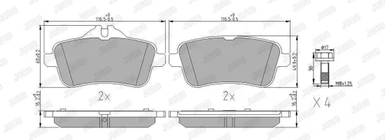 Bremsbelagsatz, Scheibenbremse Hinterachse JURID 573466J Bild Bremsbelagsatz, Scheibenbremse Hinterachse JURID 573466J