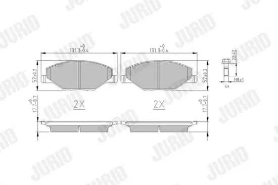 Bremsbelagsatz, Scheibenbremse Vorderachse JURID 573601J Bild Bremsbelagsatz, Scheibenbremse Vorderachse JURID 573601J