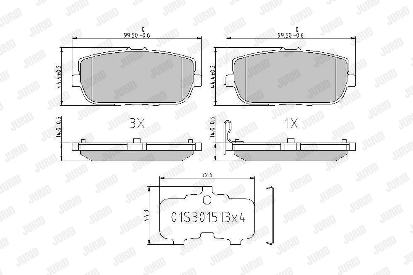 Bremsbelagsatz, Scheibenbremse Hinterachse JURID 573640J