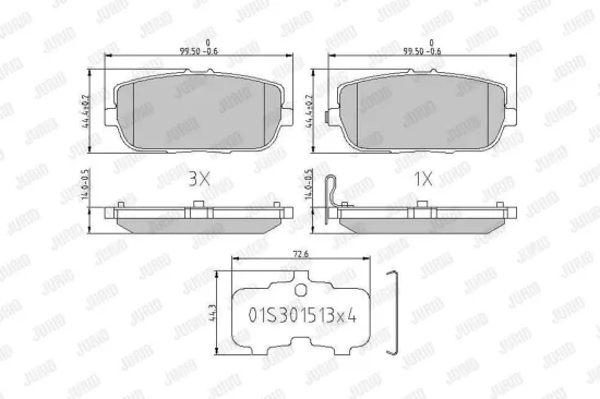 Bremsbelagsatz, Scheibenbremse Hinterachse JURID 573640J Bild Bremsbelagsatz, Scheibenbremse Hinterachse JURID 573640J