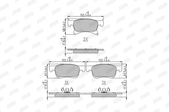 Bremsbelagsatz, Scheibenbremse Vorderachse JURID 573657J Bild Bremsbelagsatz, Scheibenbremse Vorderachse JURID 573657J