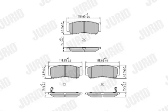 Bremsbelagsatz, Scheibenbremse Hinterachse JURID 573676J Bild Bremsbelagsatz, Scheibenbremse Hinterachse JURID 573676J