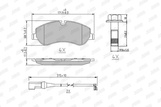 Bremsbelagsatz, Scheibenbremse Vorderachse JURID 573690J Bild Bremsbelagsatz, Scheibenbremse Vorderachse JURID 573690J