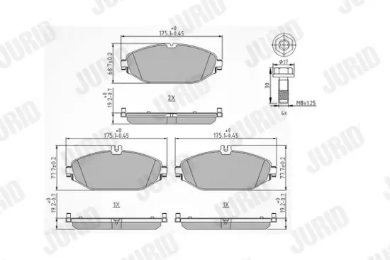 Bremsbelagsatz, Scheibenbremse Vorderachse JURID 573692J Bild Bremsbelagsatz, Scheibenbremse Vorderachse JURID 573692J