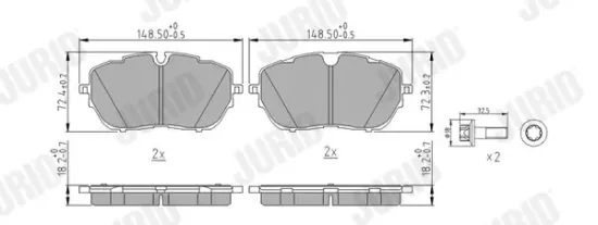 Bremsbelagsatz, Scheibenbremse Vorderachse JURID 573697J Bild Bremsbelagsatz, Scheibenbremse Vorderachse JURID 573697J