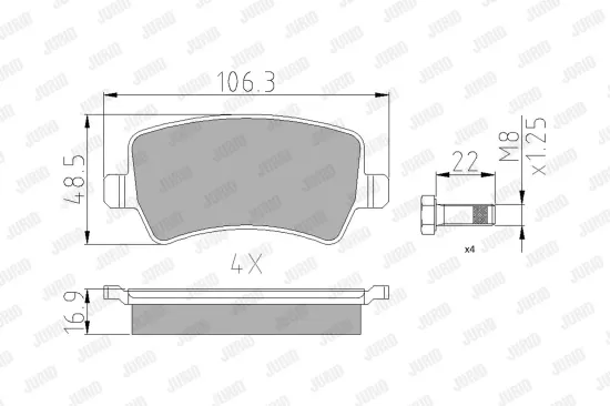 Bremsbelagsatz, Scheibenbremse JURID 573748J Bild Bremsbelagsatz, Scheibenbremse JURID 573748J