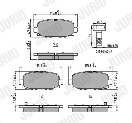 Bremsbelagsatz, Scheibenbremse Hinterachse JURID 573824J