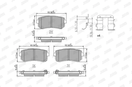 Bremsbelagsatz, Scheibenbremse Hinterachse JURID 573830J Bild Bremsbelagsatz, Scheibenbremse Hinterachse JURID 573830J