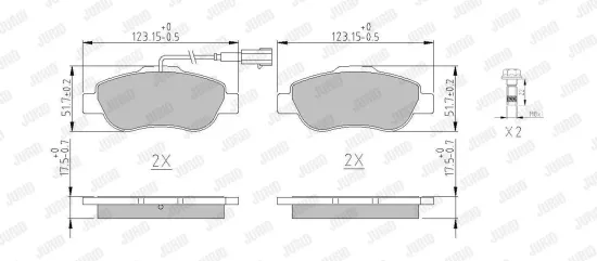 Bremsbelagsatz, Scheibenbremse Vorderachse JURID 573839J Bild Bremsbelagsatz, Scheibenbremse Vorderachse JURID 573839J