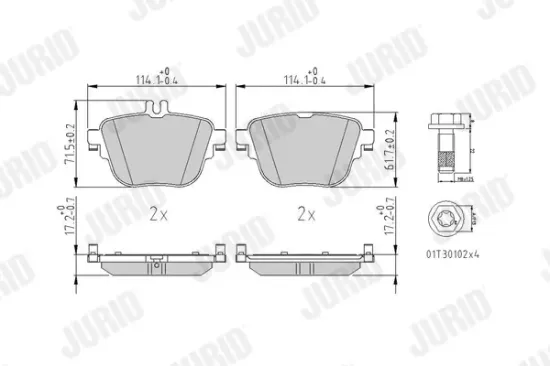 Bremsbelagsatz, Scheibenbremse JURID 573845J Bild Bremsbelagsatz, Scheibenbremse JURID 573845J