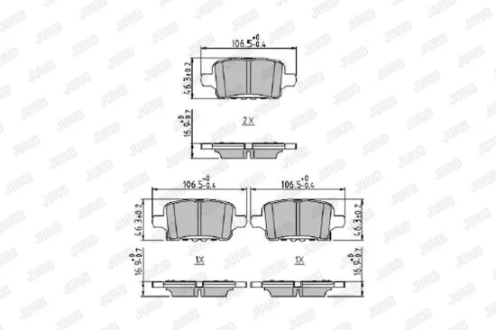 Bremsbelagsatz, Scheibenbremse Hinterachse JURID 573897J Bild Bremsbelagsatz, Scheibenbremse Hinterachse JURID 573897J