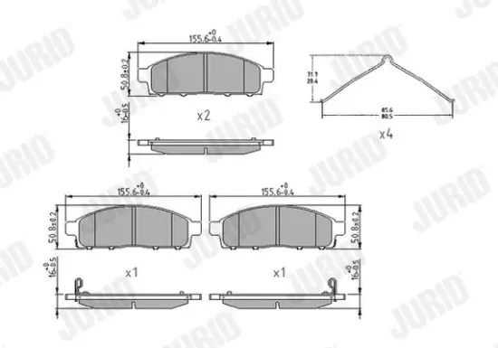 Bremsbelagsatz, Scheibenbremse Vorderachse JURID 573916J Bild Bremsbelagsatz, Scheibenbremse Vorderachse JURID 573916J