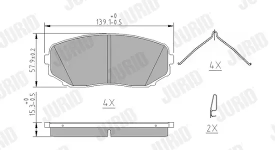 Bremsbelagsatz, Scheibenbremse Vorderachse JURID 574031J Bild Bremsbelagsatz, Scheibenbremse Vorderachse JURID 574031J