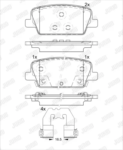 Bremsbelagsatz, Scheibenbremse Hinterachse JURID 574153J Bild Bremsbelagsatz, Scheibenbremse Hinterachse JURID 574153J