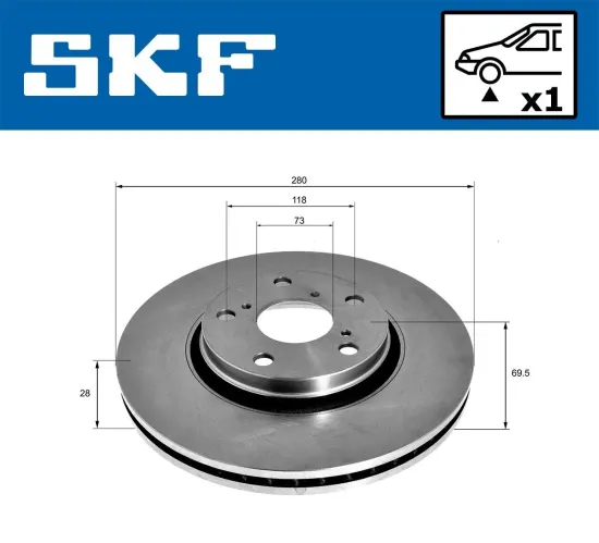 Bremsscheibe Vorderachse SKF VKBD 80077 V1 Bild Bremsscheibe Vorderachse SKF VKBD 80077 V1