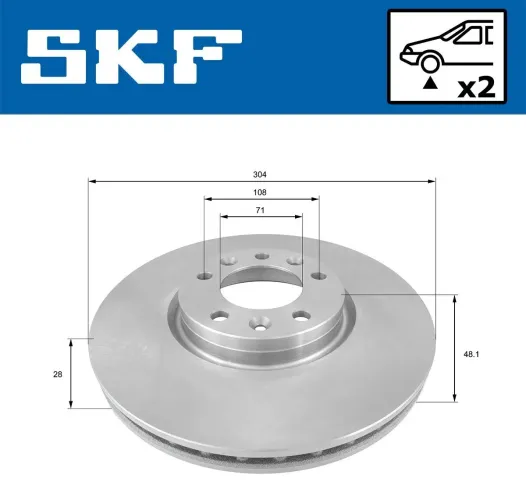 Bremsscheibe Vorderachse SKF VKBD 80106 V2 Bild Bremsscheibe Vorderachse SKF VKBD 80106 V2