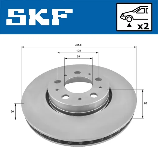 Bremsscheibe Vorderachse SKF VKBD 80261 V2 Bild Bremsscheibe Vorderachse SKF VKBD 80261 V2