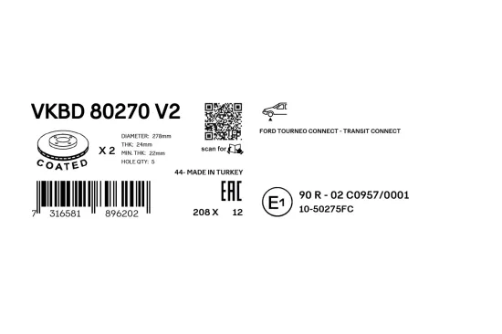 Bremsscheibe Vorderachse SKF VKBD 80270 V2 Bild Bremsscheibe Vorderachse SKF VKBD 80270 V2