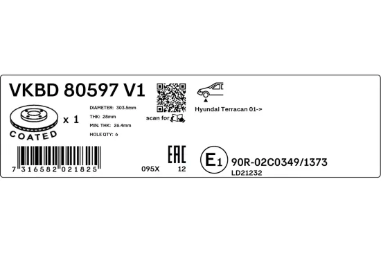 Bremsscheibe SKF VKBD 80597 V1 Bild Bremsscheibe SKF VKBD 80597 V1