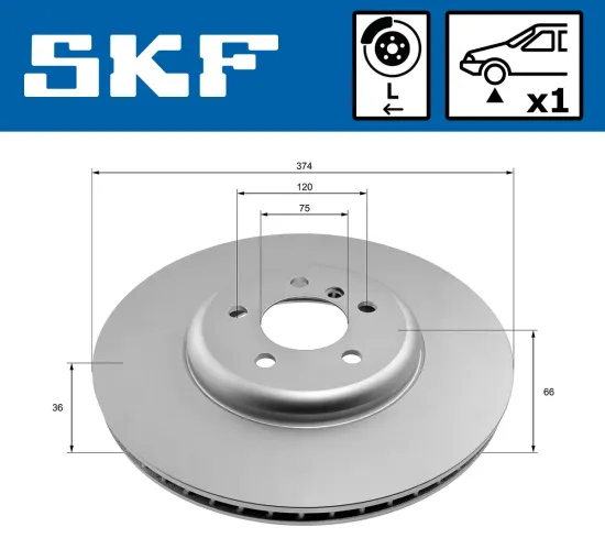 Bremsscheibe Vorderachse links SKF VKBD 80789 V1 Bild Bremsscheibe Vorderachse links SKF VKBD 80789 V1