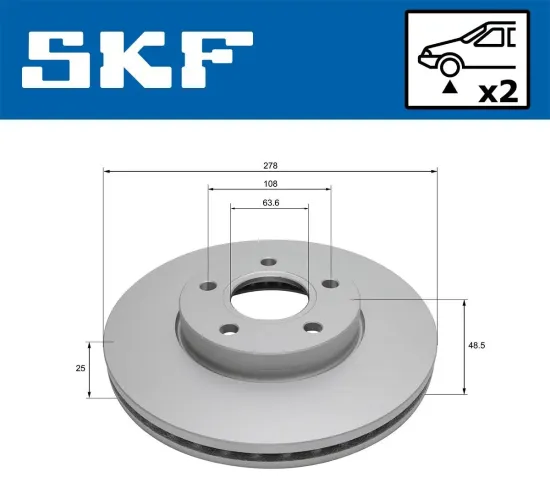 Bremsscheibe Vorderachse SKF VKBD 81121 V2 Bild Bremsscheibe Vorderachse SKF VKBD 81121 V2