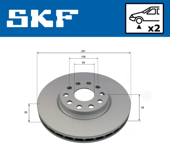 Bremsscheibe Vorderachse SKF VKBD 81249 V2 Bild Bremsscheibe Vorderachse SKF VKBD 81249 V2