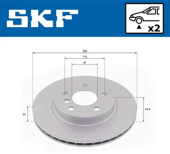 Bremsscheibe Vorderachse SKF VKBD 81262 S2 Bild Bremsscheibe Vorderachse SKF VKBD 81262 S2