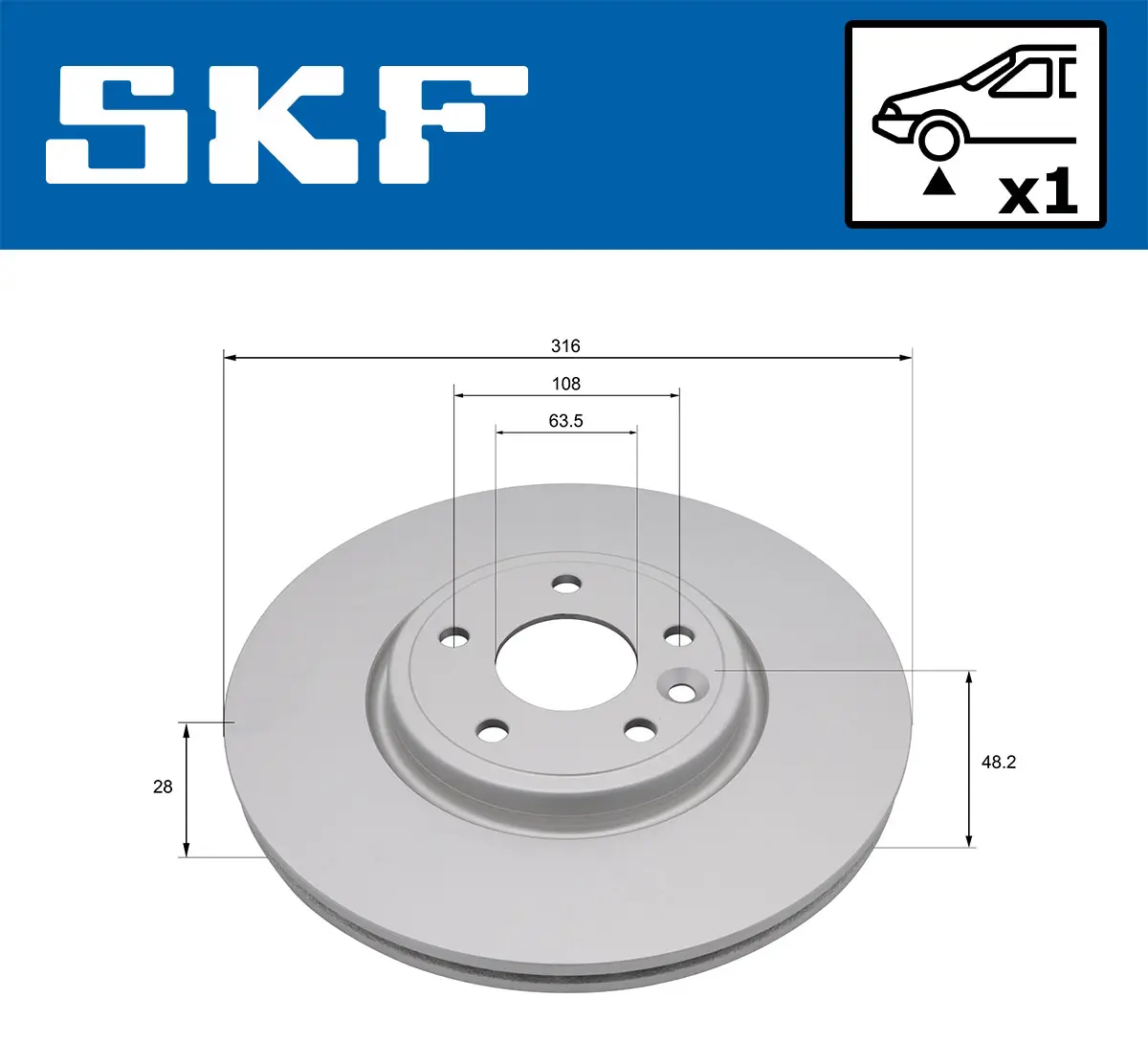 Bremsscheibe Vorderachse SKF VKBD 81362 V1