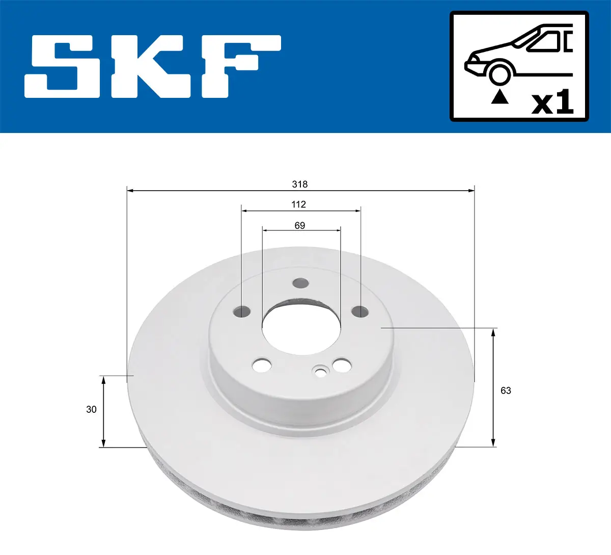 Bremsscheibe Vorderachse SKF VKBD 81374 V1