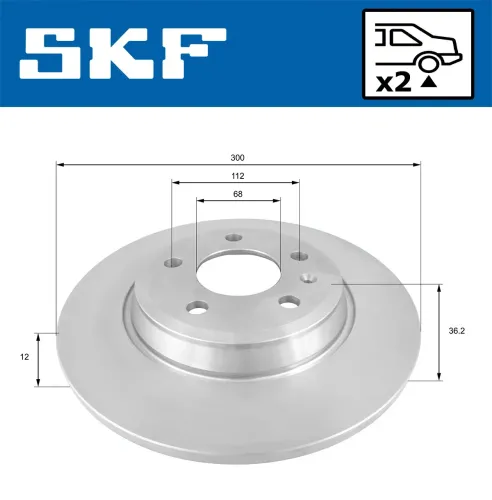 Bremsscheibe Hinterachse SKF VKBD 90044 S2 Bild Bremsscheibe Hinterachse SKF VKBD 90044 S2